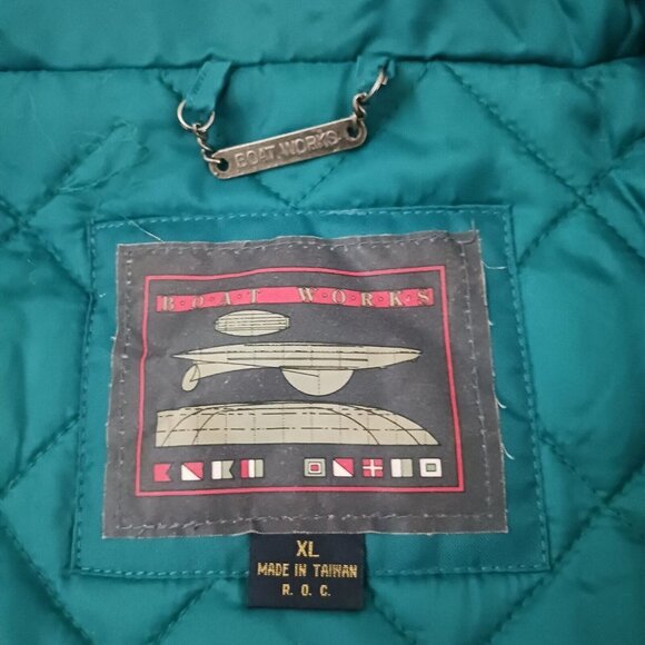 Vintage Boat Works Navigation Coat Men's Size XL Teal Yellow Black - Picture 5 of 8